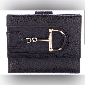 Authentic GUCCI ! Black Leather Horsebit Wallet with Gold Accent